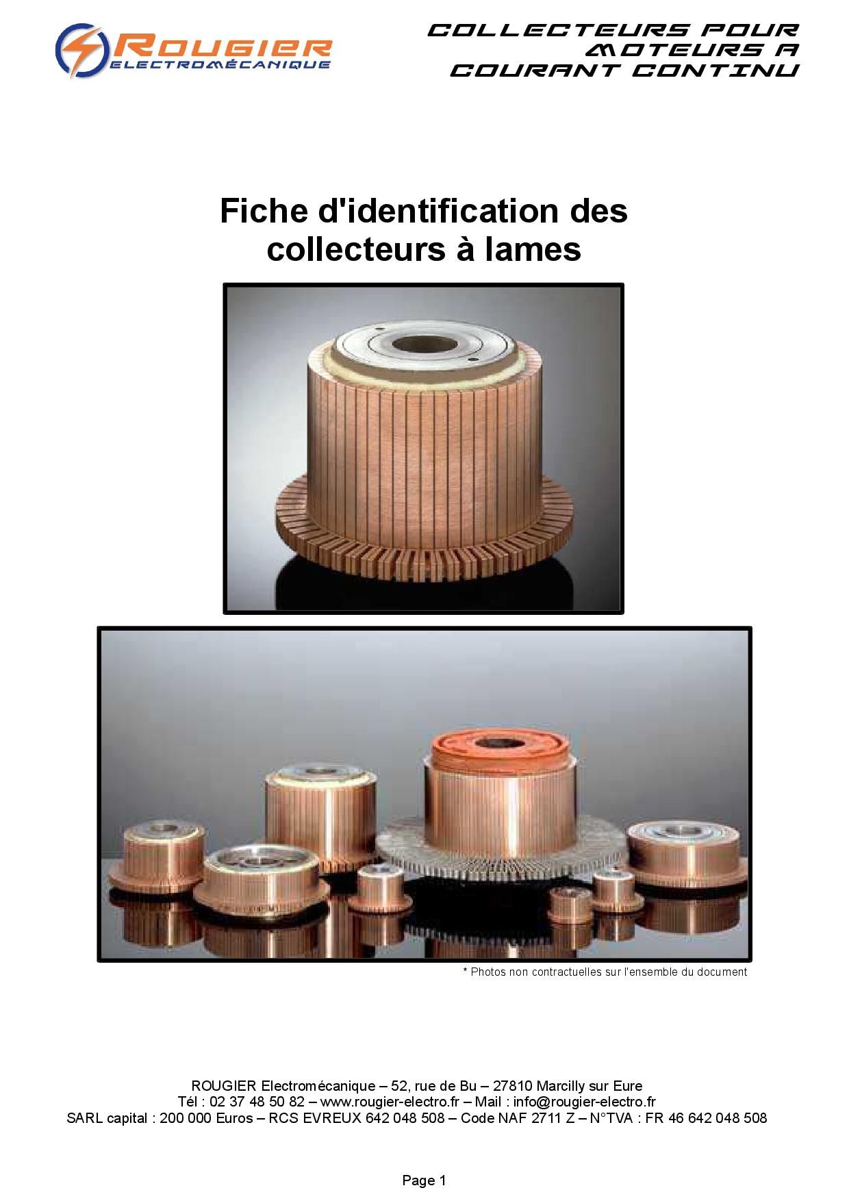 Fiche d'identification des collecteurs à lames